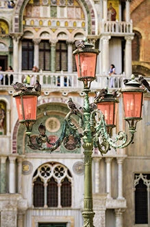 Byzantine Collection: Street lamp at Basilica San Marco (Saint Marks Cathedral), Venice, Veneto, Italy