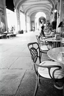 Cafe Tables and Chairs Canvas Print Collection: Turin Italy, Cafe and Archway