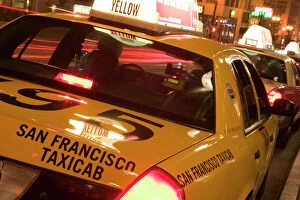 Town Square Collection: USA, California, San Francisco Union Square Evening San Francisco Taxi