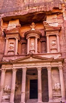 Landscape Framed Print Collection: Yellow Treasury in Morning Becomes Rose Red in Afternoon Siq Petra Jordan Petra Jordan