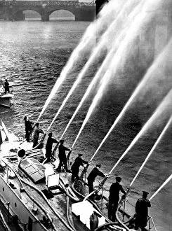 Hose Collection: Fireboat Massey Shaw with eight hoses pumping
