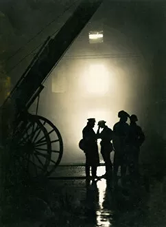 The London Blitz Canvas Print Collection: Firefighters standing by during the Blitz, London in WWII LFB150
