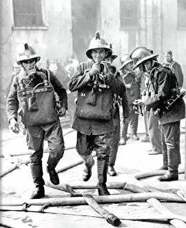 Kensington and Chelsea Poster Print Collection: LCC-LFB firefighters change from brass to cork fire helmets LFB150