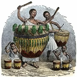 Music & art Canvas Print Collection: African drums, 1800s