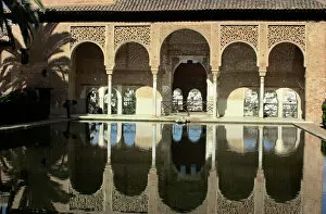 Islamic Architecture Pillow Collection: Alhambra palace and reflecting pool, Granada, Spain