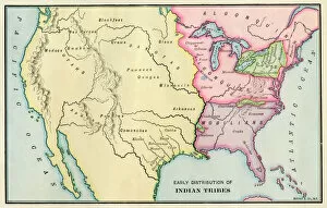 18th Century Collection: American Indian tribe locations about 1700