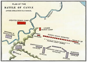 Maps Framed Print Collection: Battle of Cannae plan, 216 BC