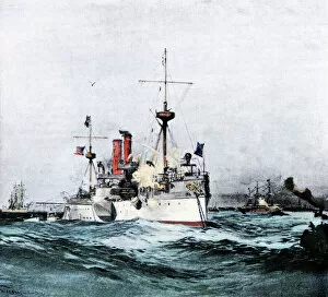 Royal Navy Collection: Battleship Maine entering Havana harbor, 1898