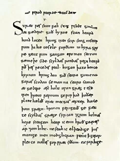 Norse Mythology Fine Art Print Collection: Beowulf manuscript page