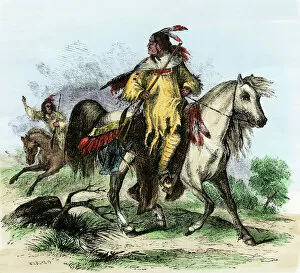 Plains Mouse Metal Print Collection: Blackfeet horsemen, 1850s