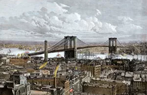Brooklyn Bridge Framed Print Collection: Brooklyn Bridge, New York City, 1883