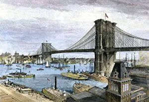 Trade Collection: Brooklyn Bridge when newly opened, 1883