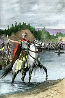 Roman Empire Fine Art Print Collection: Caesar leading the Roman army across the Rubicon