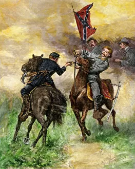 Confederate Collection: Civil War cavalry skirmish
