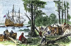 1607 Collection: Colonists arrival at Jamestown, Virginia, 1607