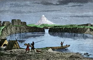 Native Americans Poster Print Collection: Columbia River campsite of Native American fishermen
