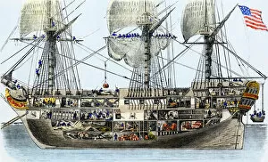 Artillery Collection: Cutaway view of an American warship