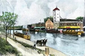 Barge Collection: Erie Canal barge at Troy, New York