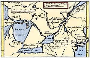 Lake Ontario Collection: French map of the Great Lakes, 1703