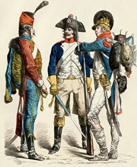 18th Century Collection: French soldiers uniforms, 1790s