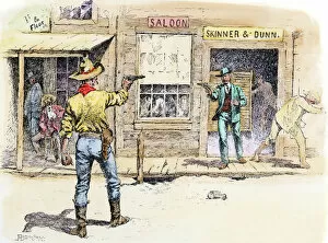 6 Dec 2011 Photographic Print Collection: Gunfight in the street of a western town