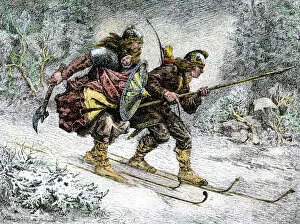 Ski Ing Collection: Haakon Haakonson brought to safety by the Birchlegs, 1200s