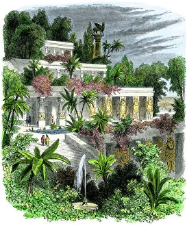 Ancient history Pillow Collection: Hanging gardens of Babylon