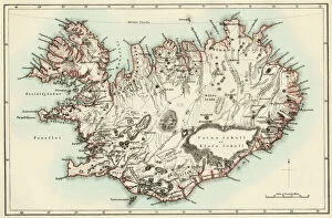 Iceland Photo Mug Collection: Iceland map, 1800s