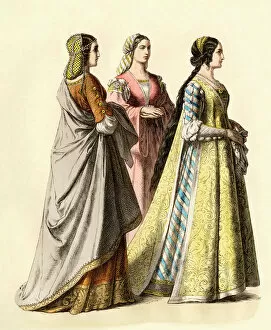 Medieval fashion trends Metal Print Collection: Ladies in Florence during the Renaissance