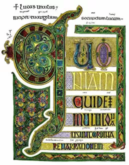 Manuscript Collection: Lindisfarne Gospels page