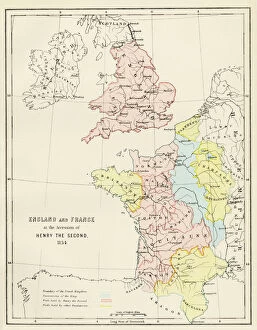 Maps Collection: Map of England and France, 1154