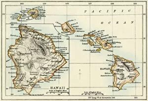 Americas Pillow Collection: Map of Hawaii, 1870s