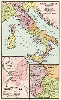 Roman Roman Pillow Collection: Maps of Italy in ancient times
