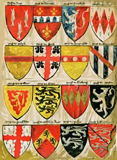 Medieval fashion trends Photographic Print Collection: Medieval English shield designs