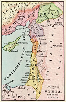 Maps Poster Print Collection: Mideast map during the Crusades