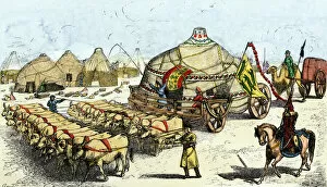 Ox Jigsaw Puzzle Collection: Mongol nomads moving camp