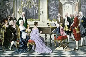 Mozart Collection: Mozart and his sister playing for Empress Maria Theresa