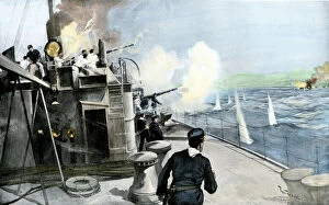 Related Images Greetings Card Collection: Naval battle off Puerto Rico, Spanish-American War