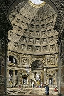 Roman Empire Poster Print Collection: Pantheon interior, ancient Rome