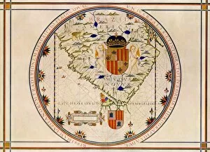 Maps Photographic Print Collection: Portuguese map of the tip of South America, 1571