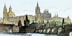 Palaces Postcard Collection: Prague on the Vltava River, 1800s
