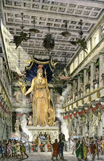 Greek history Canvas Print Collection: Statue of Athena in the Parthenon of ancient Athens