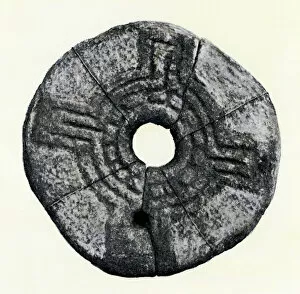 British history Metal Print Collection: Sun-wheel on a Celtic quern, Ireland