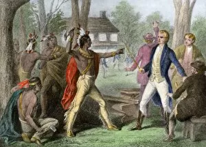 Tecumseh Collection: Tecumseh confronting William Henry Harrison