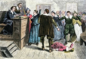Colonial art and artists Collection: Testimony at the Salem witchcraft trials, 1690s