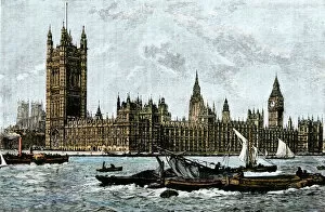 Westminster Mouse Mat Collection: Thames River in London, mid-1800s