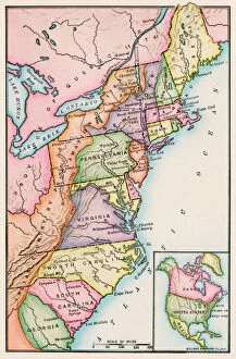 Maps and Charts Mouse Mat Collection: Thirteen original colonies in 1776