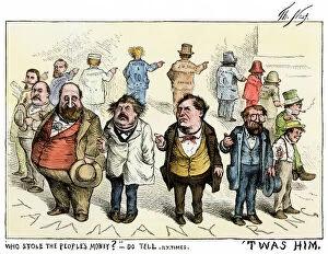 Political Cartoon Collection: Thomas Nast cartoon about Boss Tweed corruption