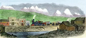 US places:historical views Mouse Mat Collection: Transcontinental railroad in a Wyoming frontier town