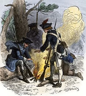 Revolutionary War Collection: Valley Forge campfire, Revolutionary War